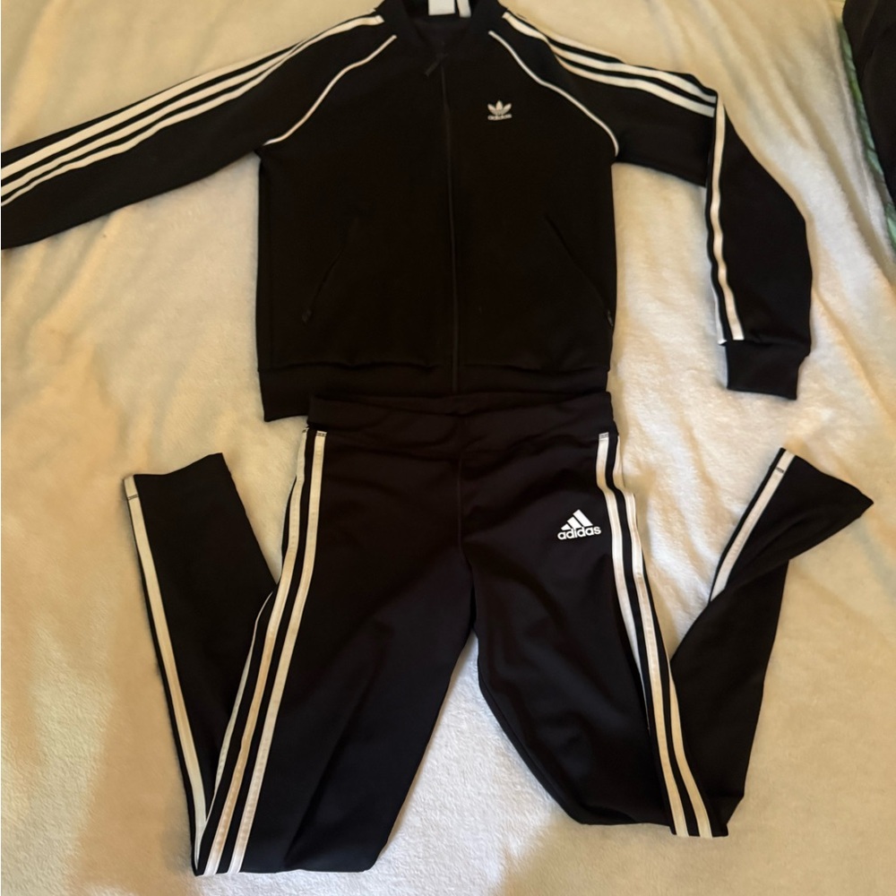 Adidas Black Tracksuit with White Accents women’s